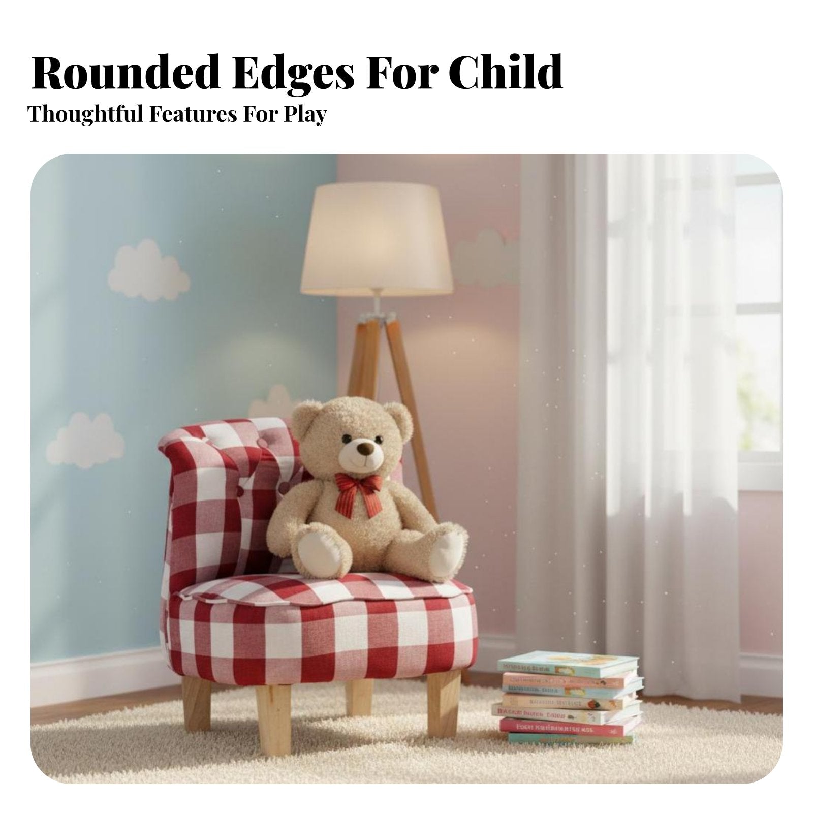 Button-Tufted Mini Sofa Cute Design Toddler Couch Supportive Foam for Toddlers
