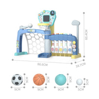 Basketball and Soccer Goal Set Freestanding Bowling Play Set Plastic