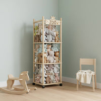 Wooden Stuffed Toy Storage Enclosure Uncovered Design Stuffed Creature Storage Enclosure Stuffed Toy Organizer Natural Wood