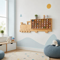 Train-Shaped Wall Shelf Natural Wood Train-Shaped Display Shelf Floating