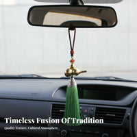 Colorful Tassels Car Rearview Mirror Ornament Versatile Use Brass Gourd Hanging Ornament Symbol of Prosperity for Women, Gift Givers