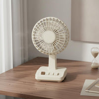 Retro Desktop Fan Small-Sized Design Type-C Battery-Powered Fan Adjustable Speed Motorless Engine for Dorm Room