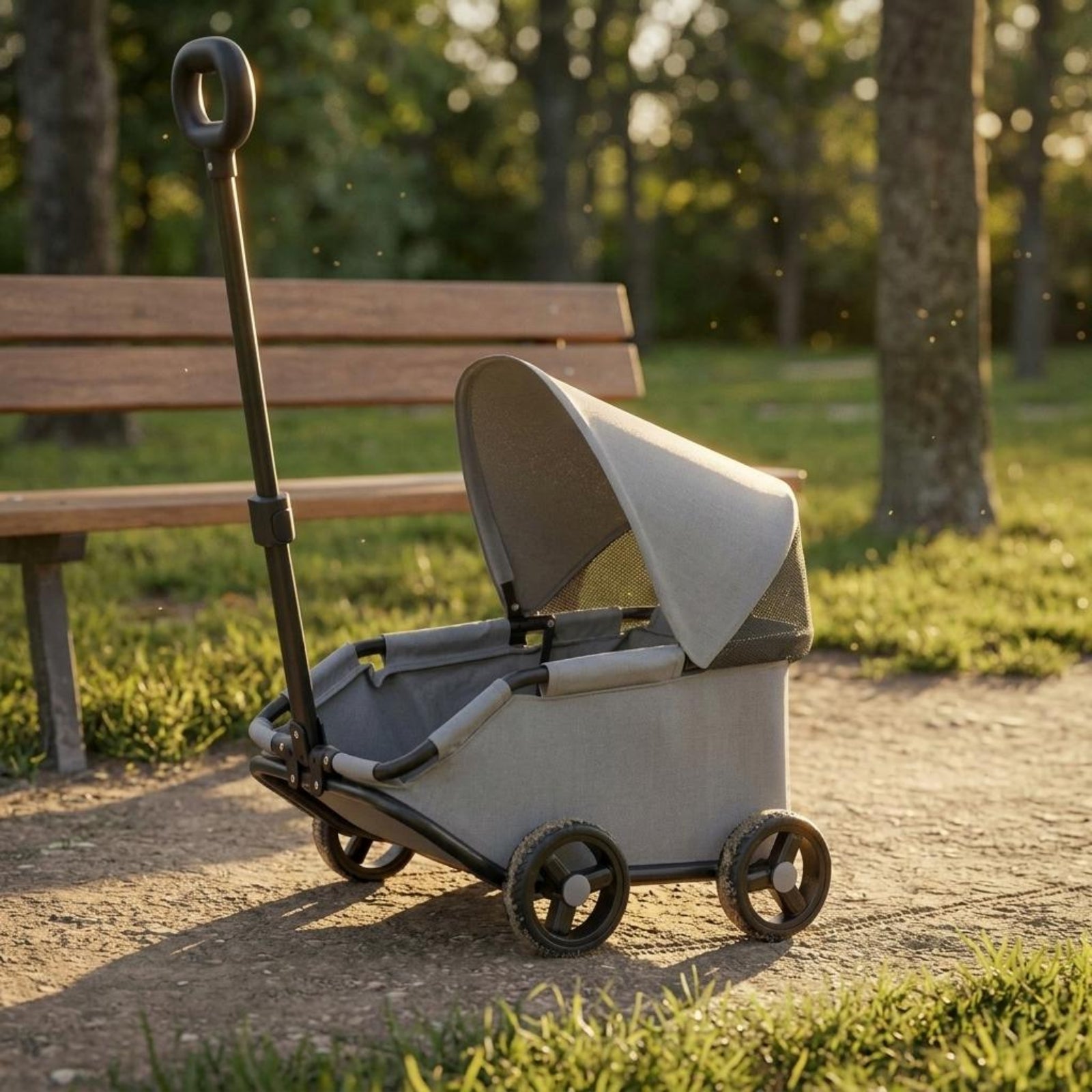 Foldable Pet Stroller Telescoping Handle Rolling Carrier Body