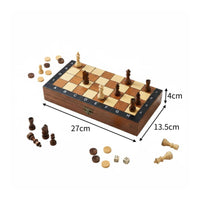 Wooden 3-in-1 Game Box Compact 3 in 1 Wooden Chess Set Rectangular