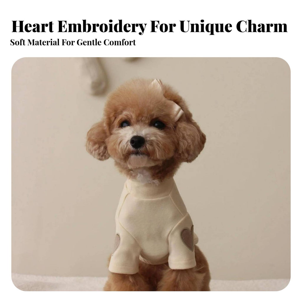 Soft Material Heart Embellishment Dog Sweater Machine Washable Small Dog Pullover for Cats, Young Dogs, Cold Weather, Daily Wear