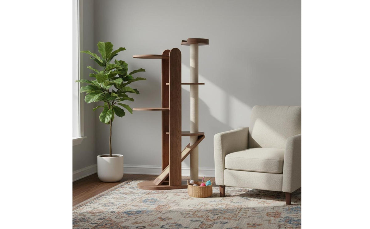 Wooden Cat Climber Climbing Tree Compact Cat Climbing Floor-Standing Structure Standing Pet Accessory