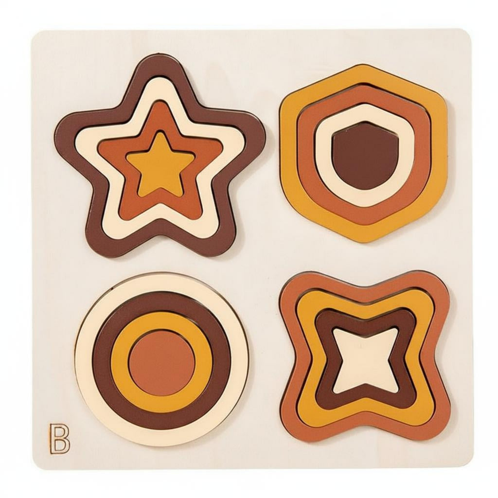 Geometric Matching Wooden Puzzle Wooden Shape Sorter Smooth Edges Learning Toy for Preschool