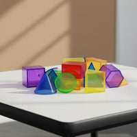Geometric Shapes Hands-On Learning Transparent Geometry Blocks Bright Colors Geometric Shapes Set for Classroom, Homeschooling