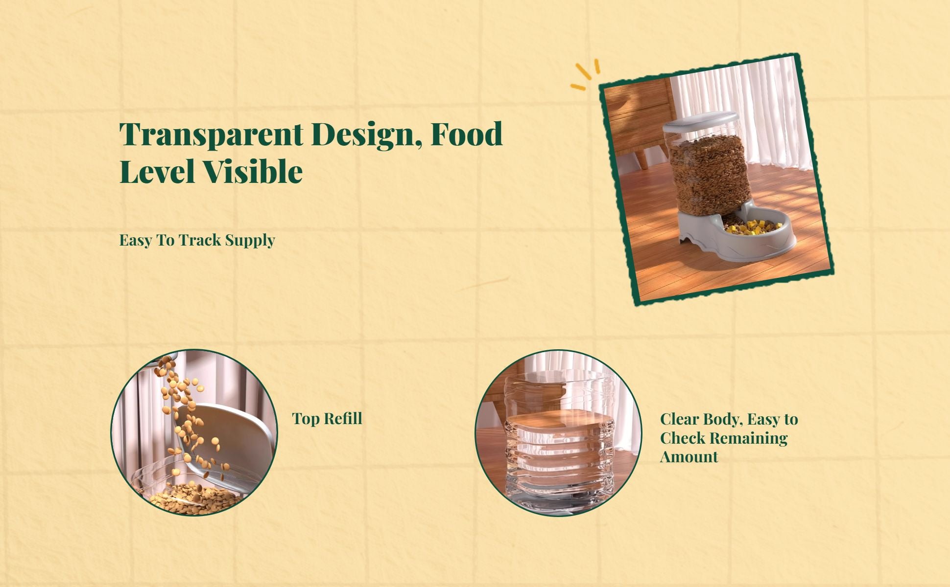 Large automatic pet feeder, no power
