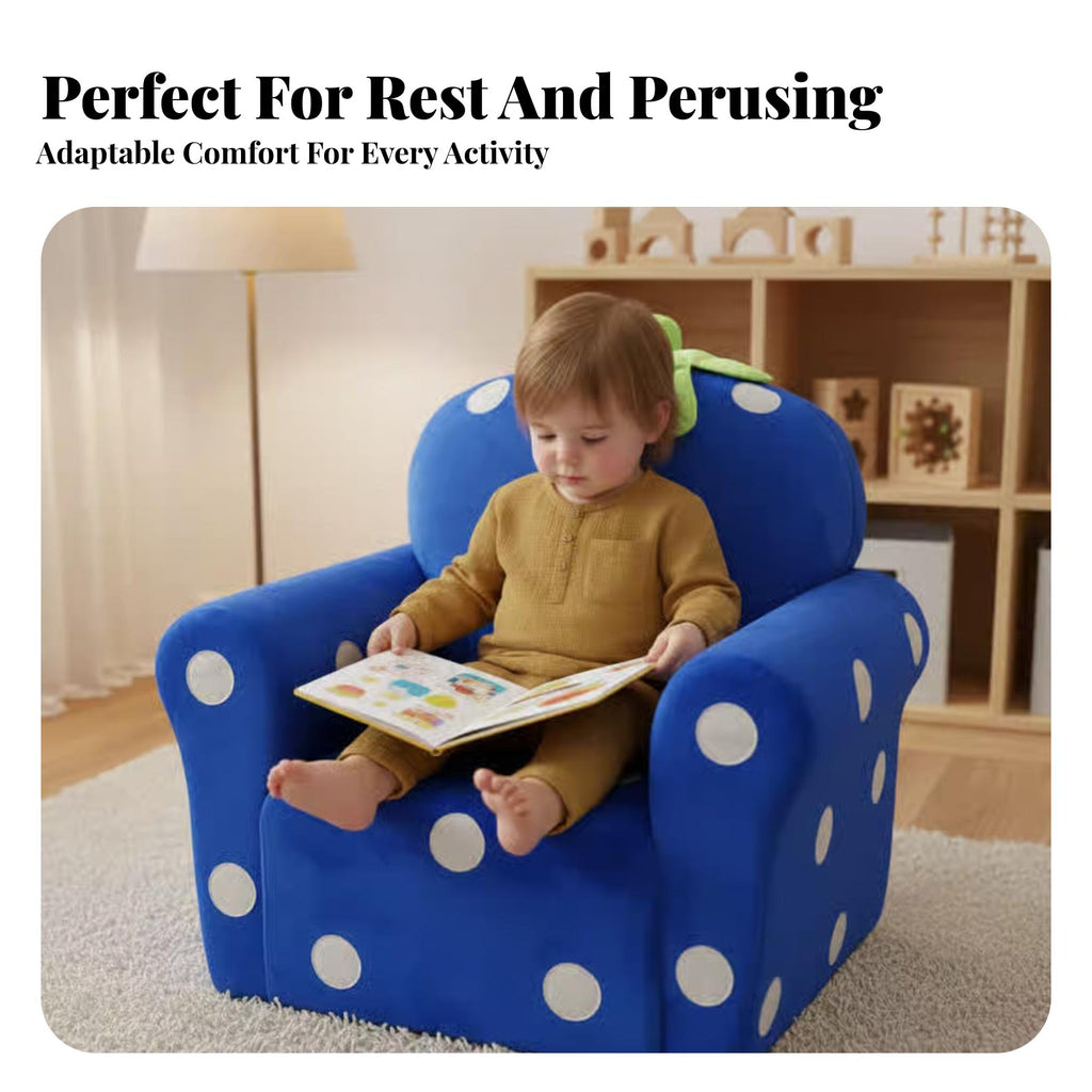 Strawberry-Shaped Chair Cartoon Design kids' Furniture Soft Upholstery Sturdy Frame for Girls, story Corner, Playroom, Bedroom