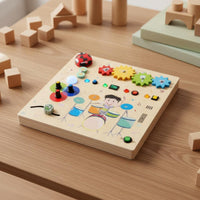 Drum Set Busy Board Interactive Wooden Busy Board Sensory Play for Children