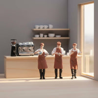 3 Pieces Restaurant Personnel Figure Set Service Workers Painted Miniature