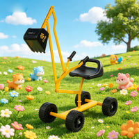 Sit-in Digger Toy Yellow Metal Frame Manual Digger Toy Low Base for Children