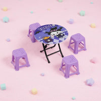 Miniature Folding Table and Chair Set Realistic Design for Playroom