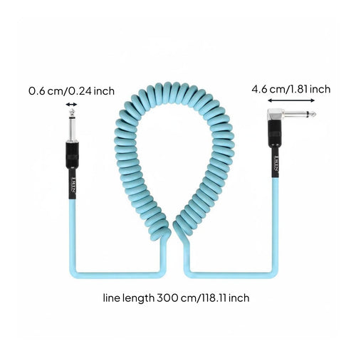 Coiled Bass Guitar Cable Good Conductivity 1/4 Inch Audio Cable Wear-Resistant Curly Instrument Cord for Guitarists