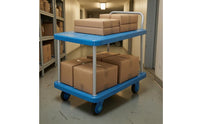 Two-Tier Hand Cart Folding Flat Cart Smooth Effortless-Rolling Casters Folding Hand Truck