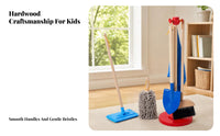6 Pieces Wooden Cleaning Toy Set Storage Stand Pretend Cleaning Kit Role-Play