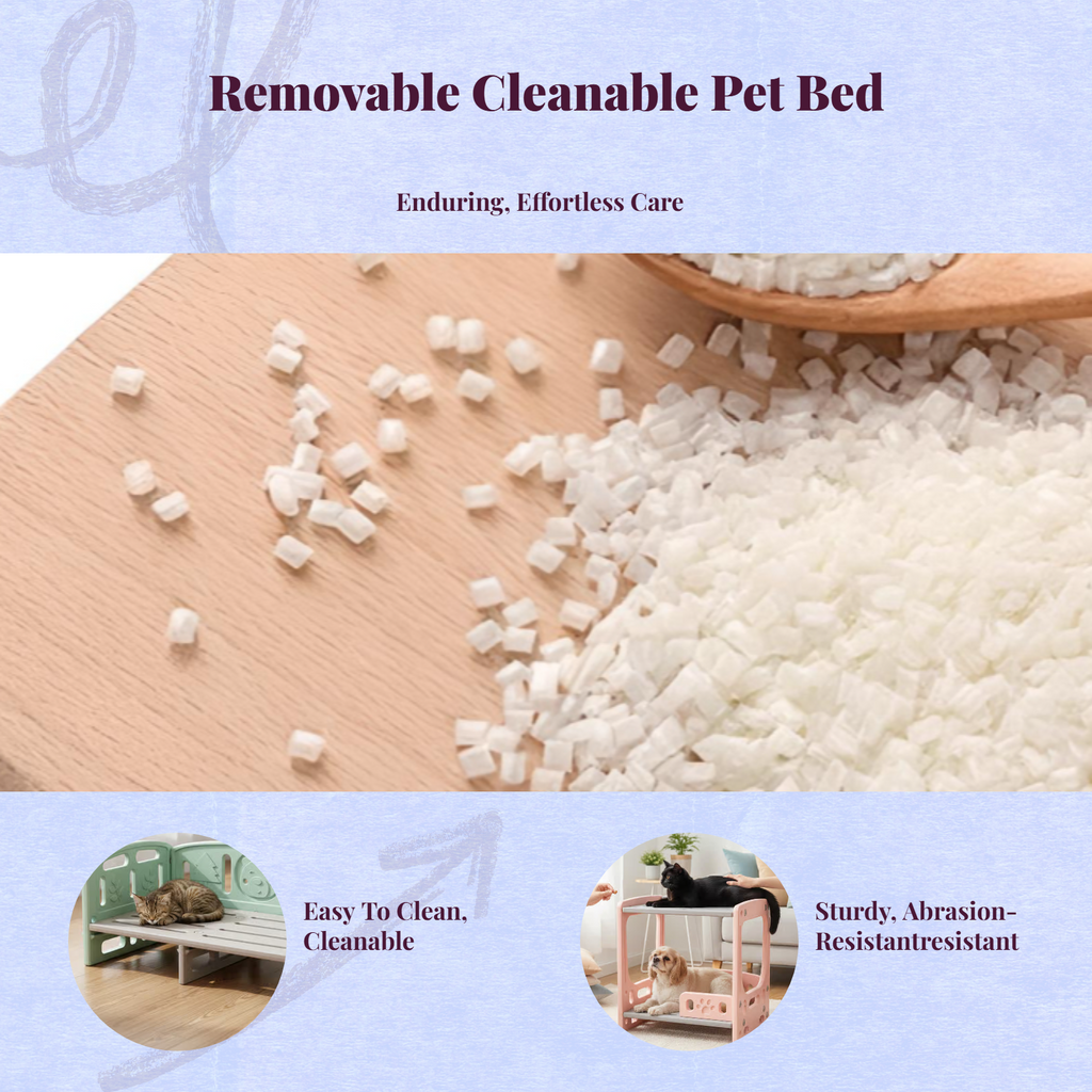 Washable mesh pet bed, non-slip base.
