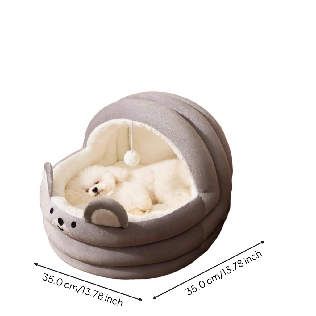 Semi-Enclosed Plush Dog Bed, Removable Cover, Easy Clean
