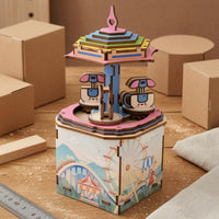 Wooden Puzzle musical box Compact DIY Wooden Puzzle Ornament Decorative Mechanical Model Kit for