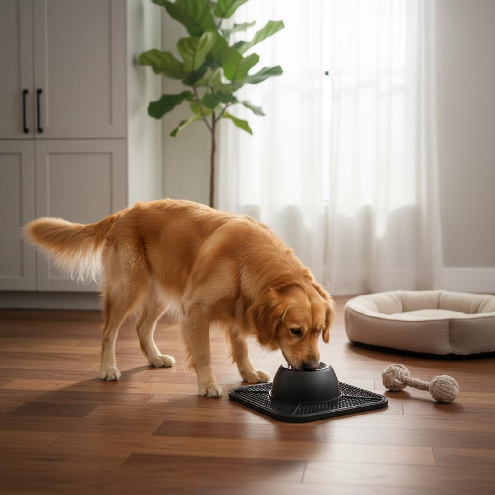 Slow Feeder Bowl Non-Slip Base Feline and Dog Feeder Mat for Fast Eaters