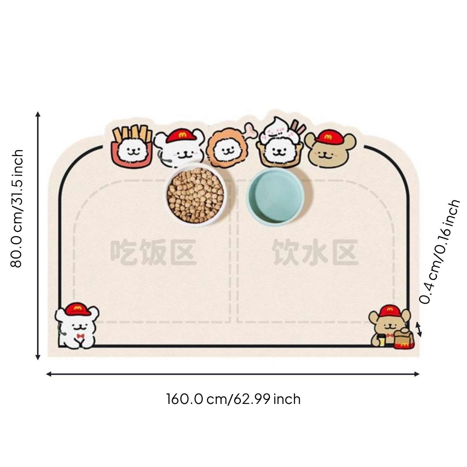 Pet Feeding Mat, Water-Resistant Non-Slip Dog and Cat Placemat, Easy-to-Clean PVC Spill-Resistant Floor Mat
