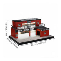 Lighted Parking Scene Model LED Lights Diecast Garage Model Realistic Details Miniature Auto Shop for Collectors