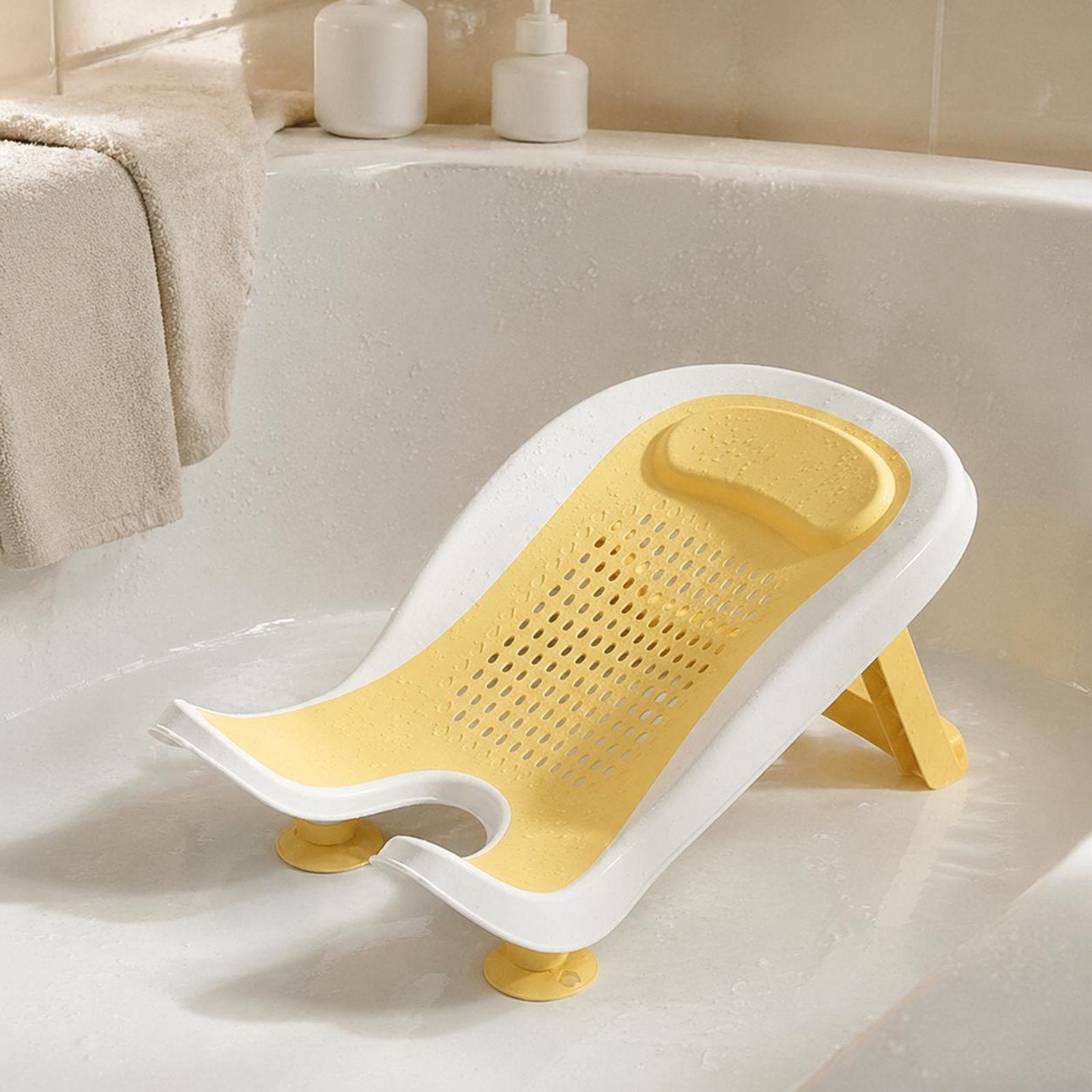 Infant Wash Tub Drainage Holes Baby Washing Basin Suction Cups
