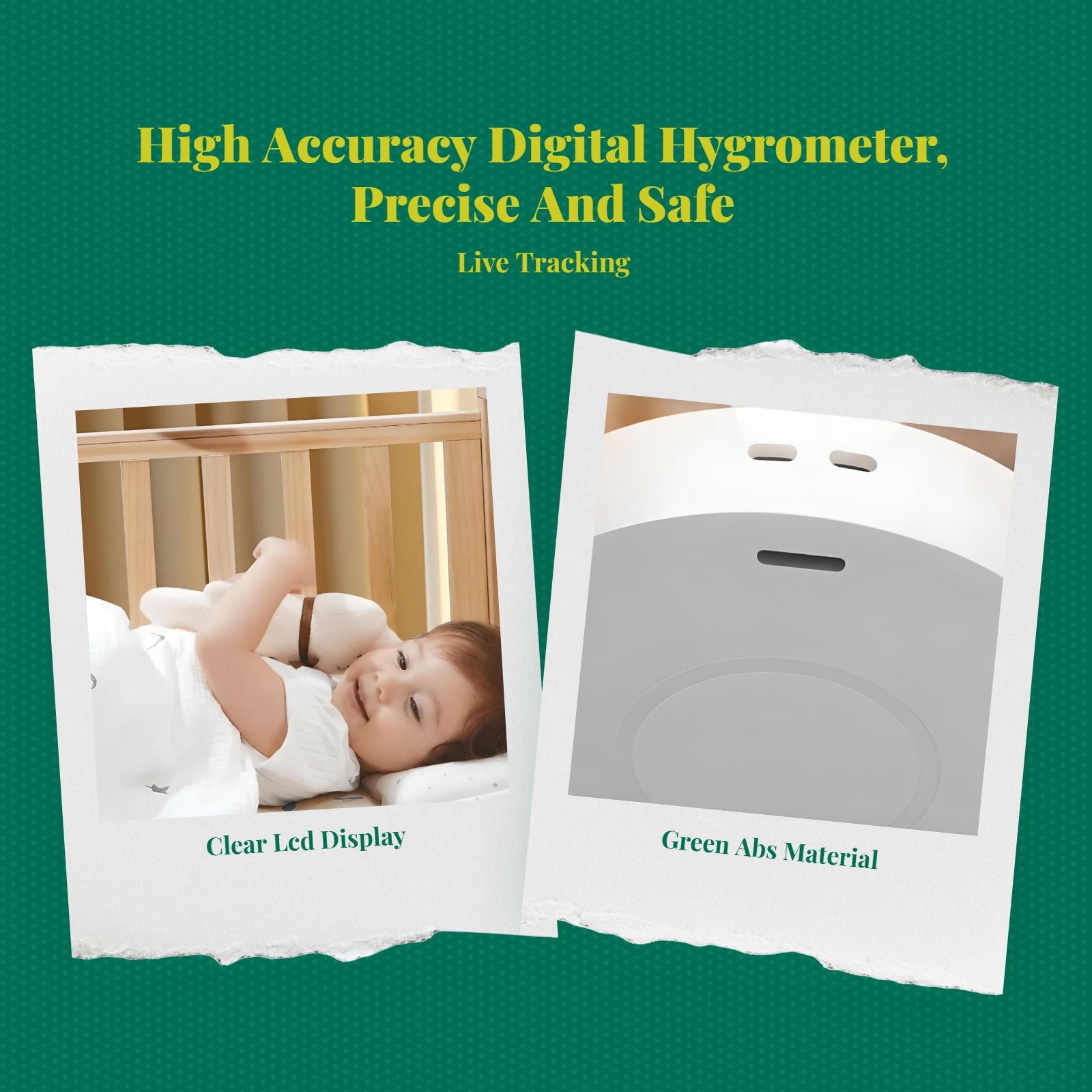 Digital Hygrometer, Indoor Thermometer, High-Accuracy Temperature and Humidity Gauge, Wall-Mounted, Infant Nursery