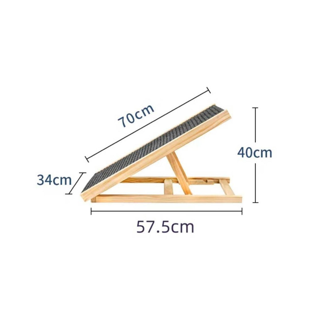 Folding Pet Ramp Natural Wood Non-Slip Dog Steps Textured for Sofa