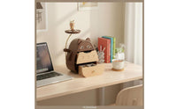 Wooden Desktop Organizer Multi-Layer Drawers Cat Shaped Storage Box Solid Wood Animal Desk Holder for Women, Office