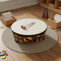 22-Inch Wooden Floor Drum Easy to Children's Music Drum Sturdy Design Percussion Instrument for Young Children, Early Education