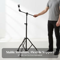 360 Degree Tilter Convertible Cymbal Stand Non-Slip Rubber Feet Swing-out Cymbal Stand Collapsible Design for Stage Performance