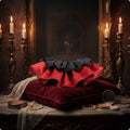 Black and Red Ruffle Collar Glittering Satin Costume Collar Detachable