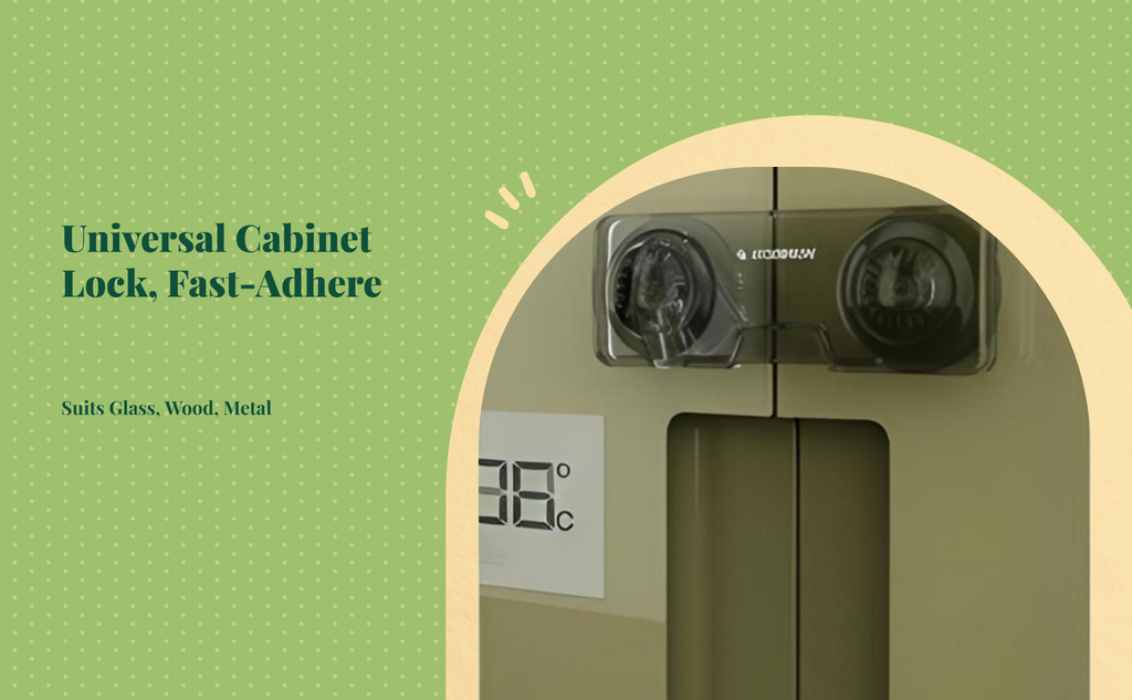 youth protection Cabinet Lock, no tools required, strong sticky backing, toddler-safe drawer latch for glass doors, kitchen, and home