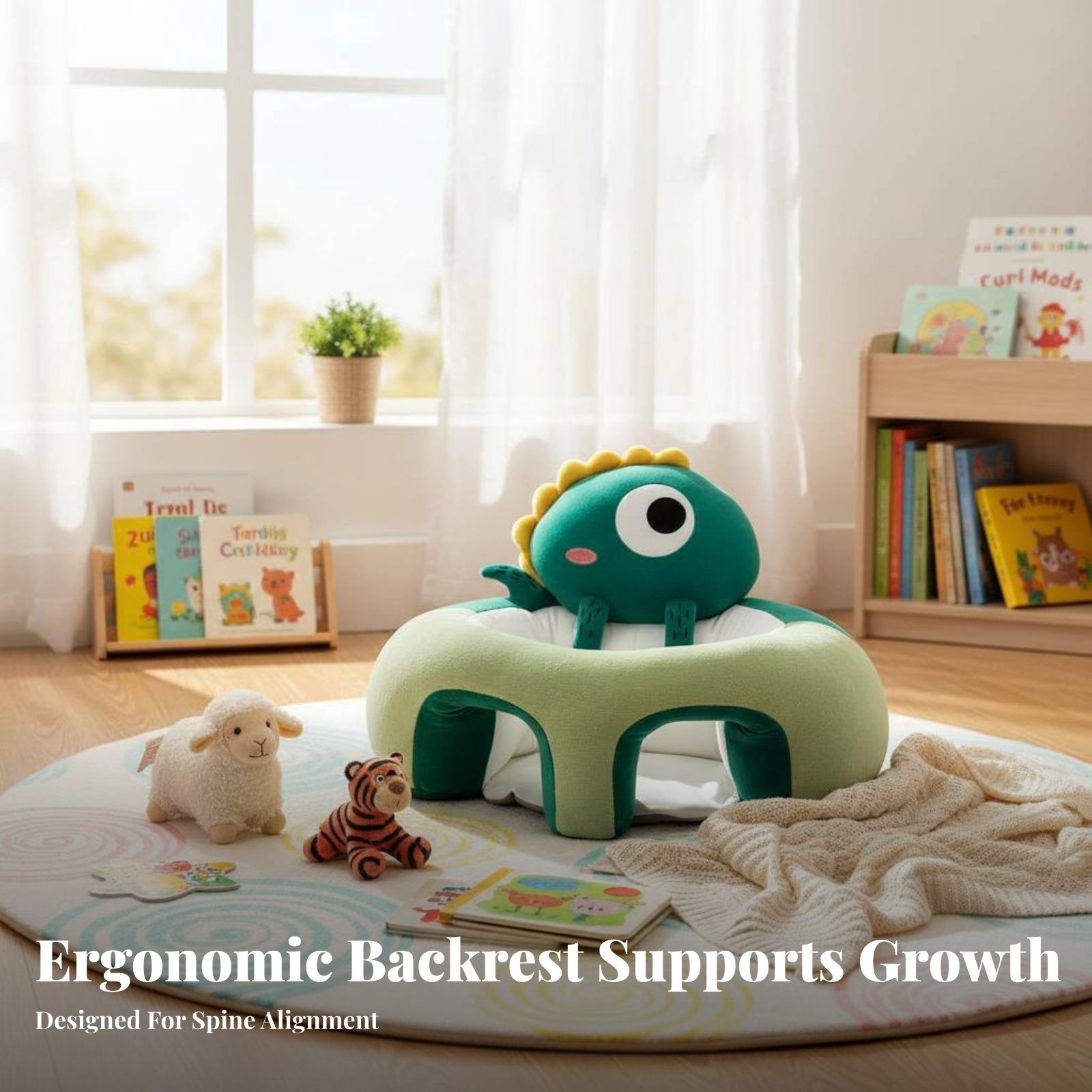 CreatureShaped Sitting Aid Learn to Sit Aid Soft Fabric Dinosaur Baby Sofa