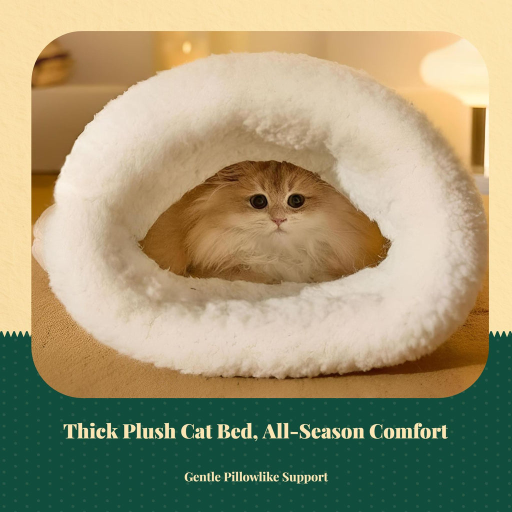 Cat Sleeping Bag, Semi-Enclosed Plush Cave Bed
