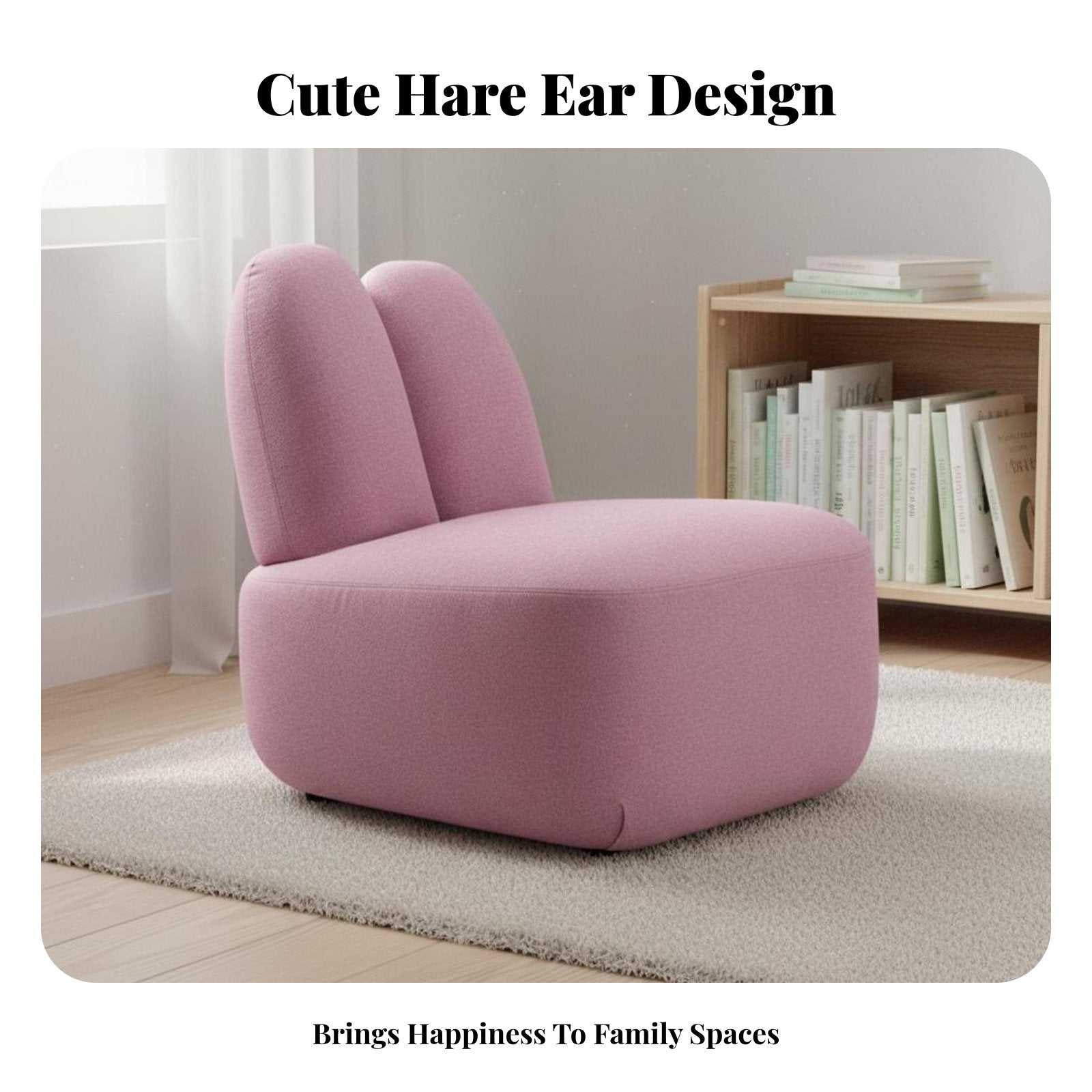 rabbit Ear Backrest rabbitShaped kids' Sofa Cute creature Design Miniature Upholstered Armchair Soft and Comfy children's Furniture Comfortable for Toddlers, Preschoolers, Babies, story Corner, Playroom, Nursery, Kindergarten