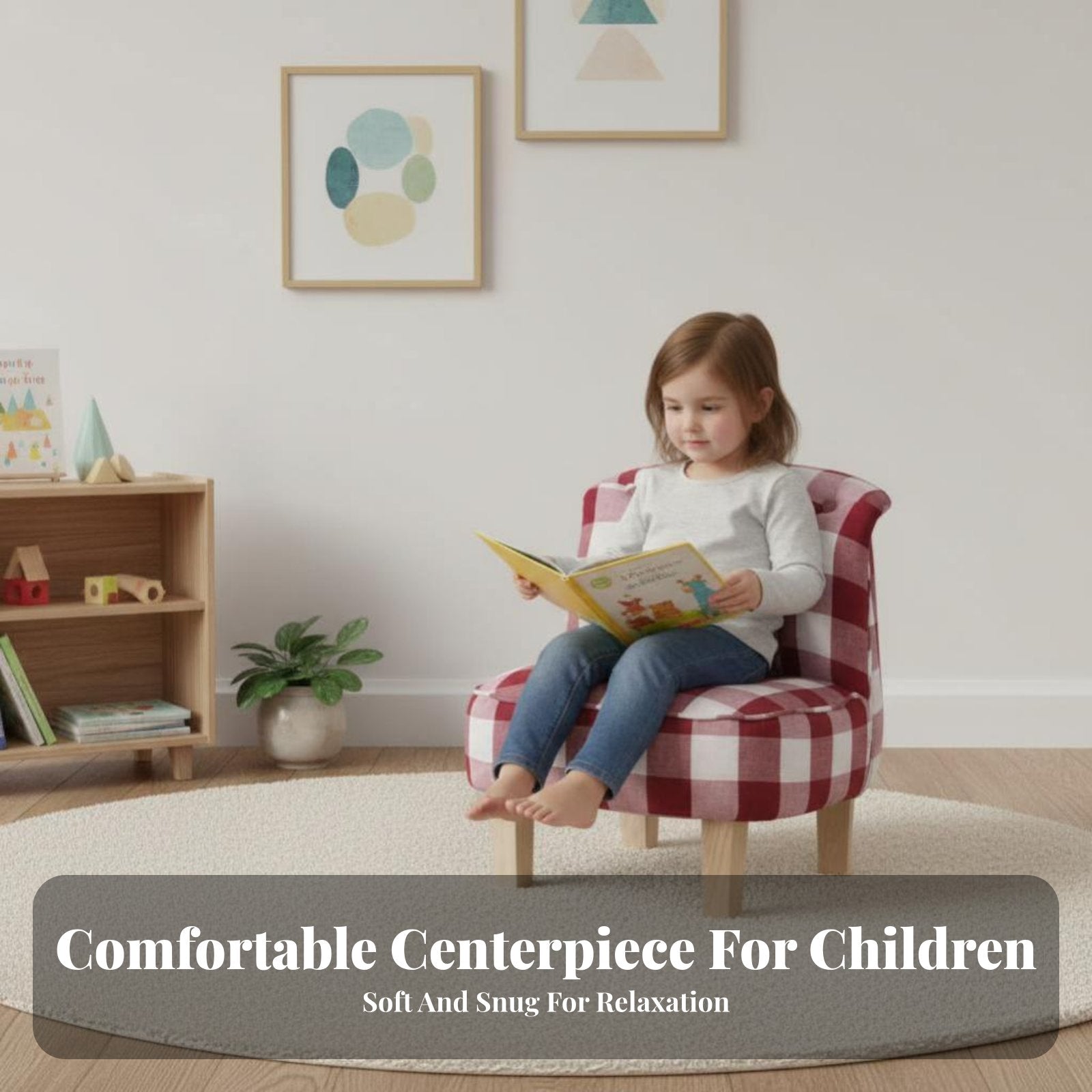 Button-Tufted Mini Sofa Cute Design Toddler Couch Supportive Foam for Toddlers