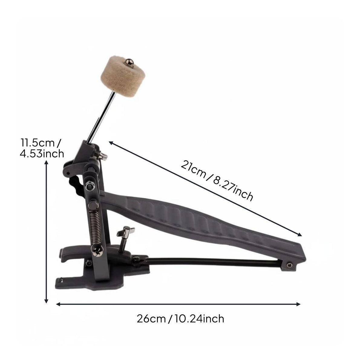 Single Bass Drum Pedal Adjustable Spring Tension Kick Drum Pedal Chain Drive Musical Instrument Accessory for Drummers, Studio Tracking