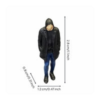 Black Hat Man Statue Realistic Miniature Male Figurine 3D Display for Dollhouse