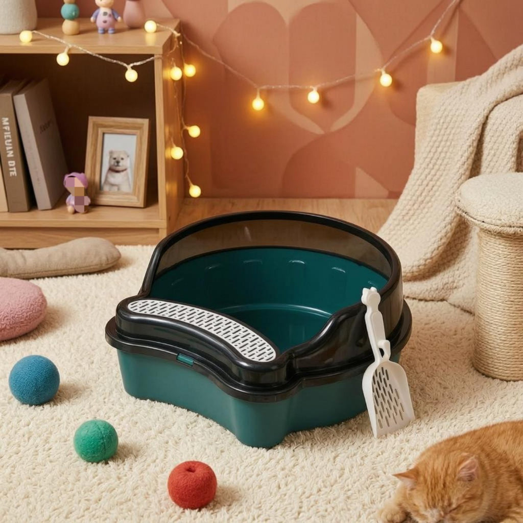 Semi-Enclosed Litter Box Detachable Pet Care Item Rounded