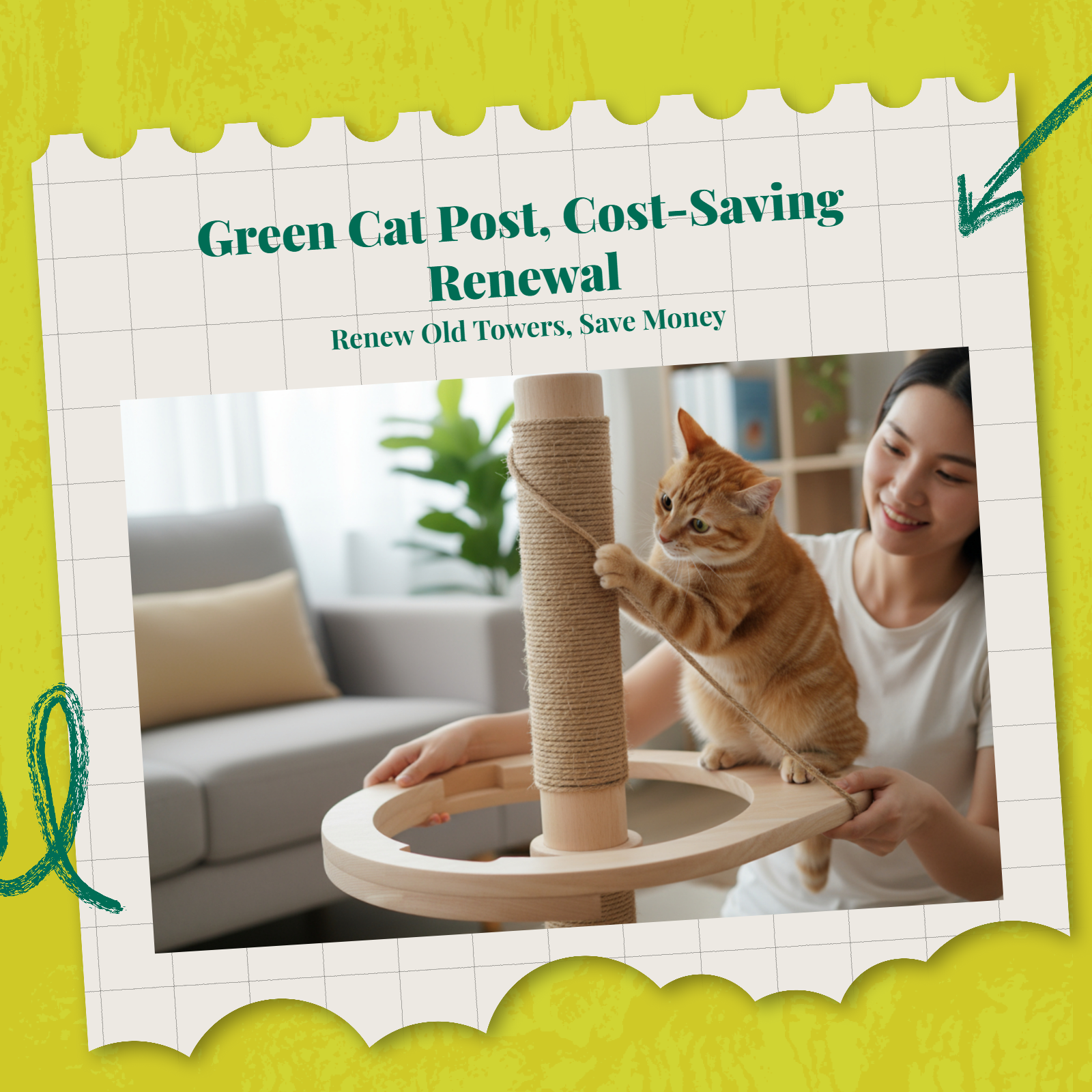 Sisal rope cat scratch post DIY