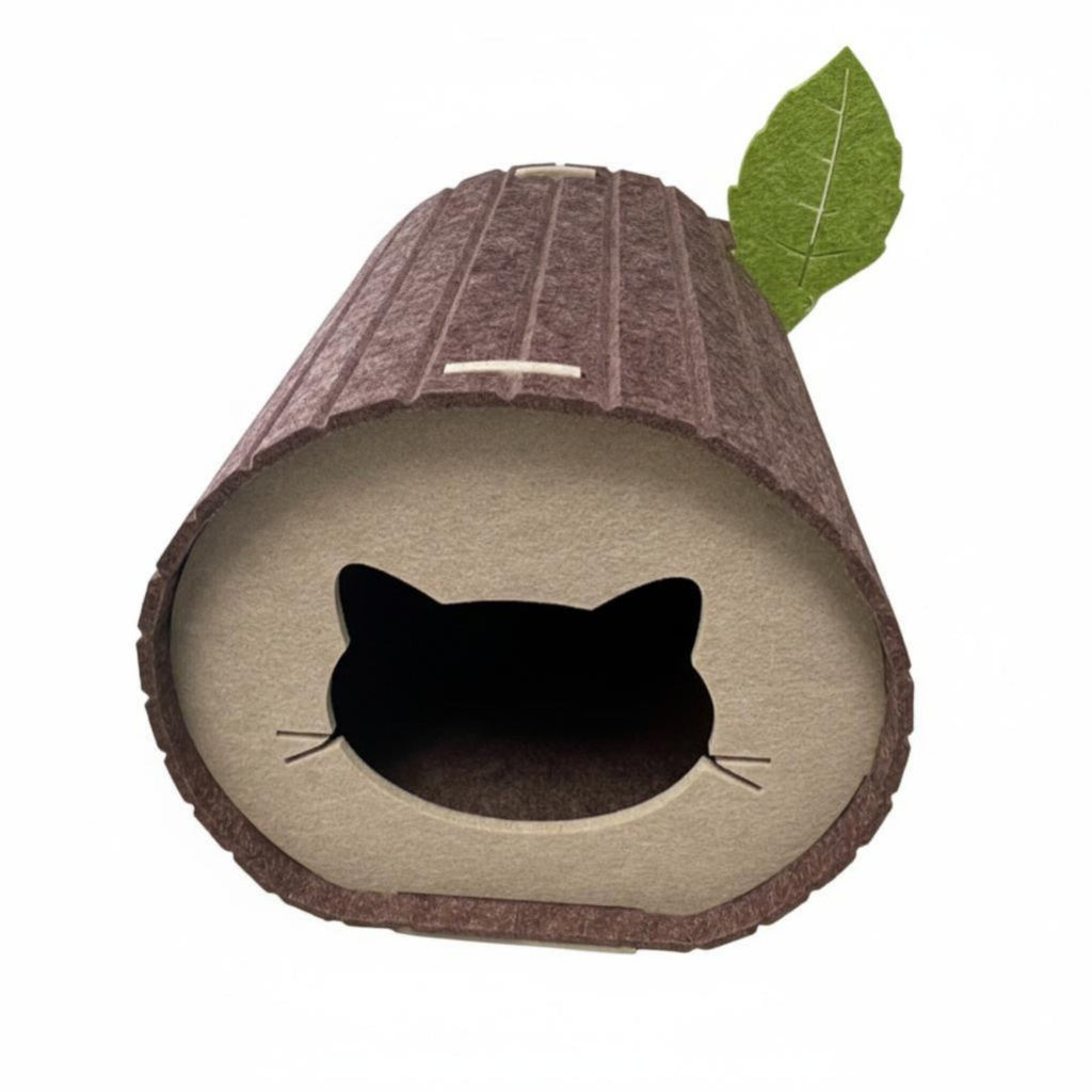 Log-Shaped Feline Tunnel Foldable Design Pet Furniture Easy to Clean for Kittens