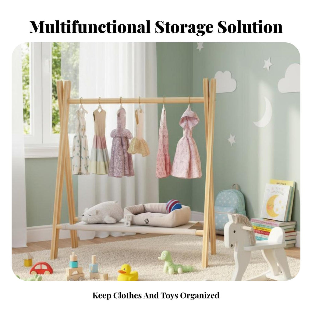 toddler's Wooden Clothes Tree polished Rounded Edges Nursery Furniture for Infants