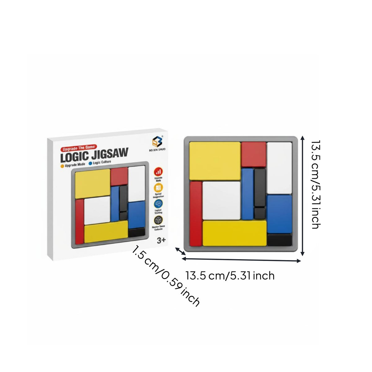 Shape Game Toy Rectangular Blocks Spatial Reasoning Game Raised Edges