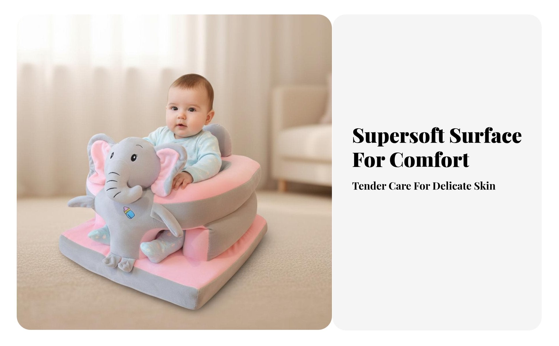 Plush creature Floor Seat Non-Slip Bottom Plush Sitting Trainer for Playroom, Home