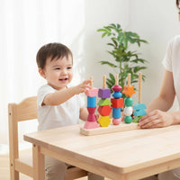 Wooden Shape Sorter Stacker Fine Movement Skills Development for Preschoolers