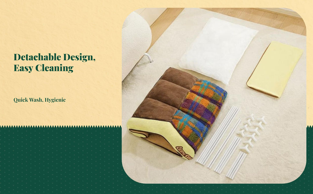 Insulated pet house with removable indoor bed