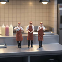 3 Pieces Restaurant Personnel Figure Set Service Workers Painted Miniature